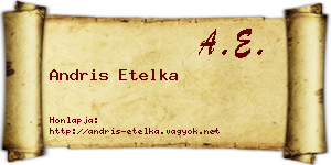 Andris Etelka névjegykártya